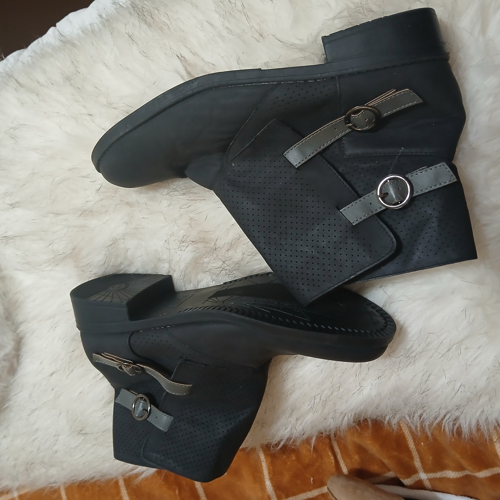 Beacon Black Ankle Boots with Buckle Detail